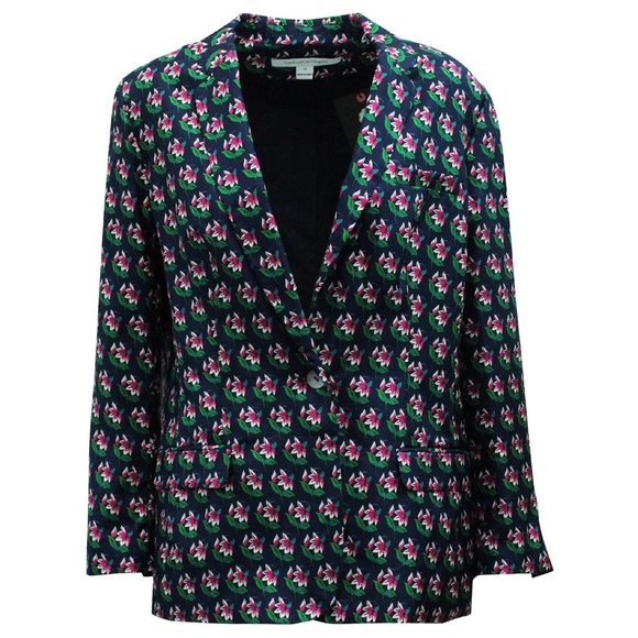 Diane Von Furstenberg Jackets & Blazers - Diane Von Furstenberg Floral Print Silk Wesley Blazer, size S
